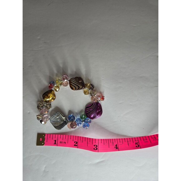 Beaded Stretch Bracelet Multicolored Stripes - Picture 5 of 5